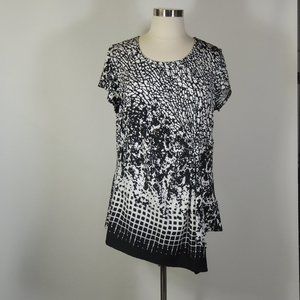 Asymetrical Black and White Stretch Tunic - Avenue